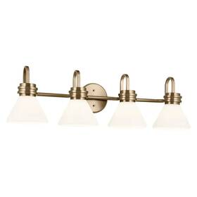 Kichler 55156cpz Lighting Farum 4-light Vanity Light Opal Glass Champagne Bronze