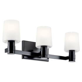 55176bk Kichler Adani 3light Vanity Modern Light With Opal Glass In Black Bathroom