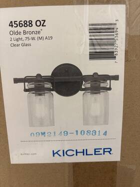 Kichler 783927536943 Lighting Brinley 15.75 Inch 2 Light Vanity With Clear Glass In Olde Kichler 783927536943 Lighting Brinley 15.75 Inch 2 Light Vanity With Clear Glass In Olde