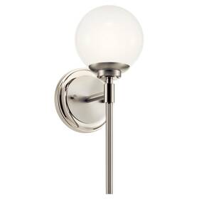 B0cpmdr8jp Kichler Benno 1-light Wall Sconce Modern Opal Glass Polished Nickel Brushed