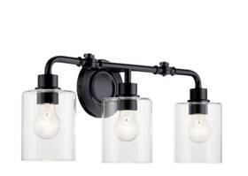 45666bk Kichler Lighting Gunnison 3-light Bathroom Vanity Light - Black 45666bk Kichler Lighting Gunnison 3-light Bathroom Vanity Light - Black