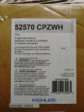 52570cpzwh Kichler Lighting Phix Wall Sconce Light In Champagne Bronze With White Modern