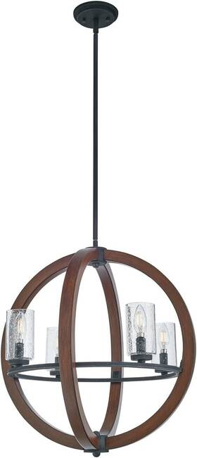 43185aub Kickler Lighting Kichler 21.5 Inch 4 Light Chandelier With Clear Seeded Glass In Auburn Wood