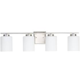 Kingbrite 608912690168 4 Bulb E26 Bathroom Vanity Light Fixture Brushed Nickel White Glass Shade Ul