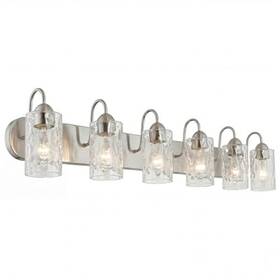 Rv-wb5466-bn-wr Kira Home Armada Ii 48 Inch 6-light Modern Vanity Clear Hammered Shades Brushed Nickel