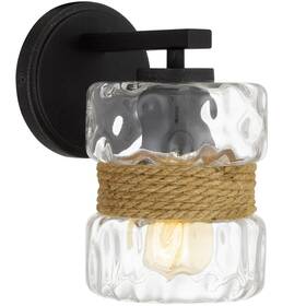 Rvl-w2636-1-tbk Kira Home Sage 9.5 Inch Wall Sconce Hammered Glass Shade Textured Black Modern Light