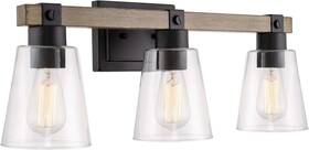 Rvl-wb1833-bk Kira Home Asher 23 Inch 3-light Farmhouse Vanity/bathroom Light Smoked Birch Finish