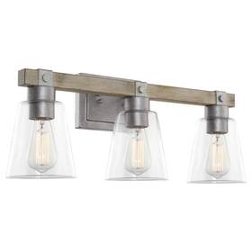 Rvl-wb1833-gv Kira Home Wbo Asher 23 Inch 3-light Farmhouse Vanity Light Galvanized Steel And Bleached Oak