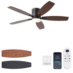 Sy032 Knun Sy032- 52-inch Ceiling Fan With Light And Remote/app Control Flush Mount Low P
