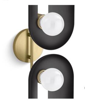 31783-sc02-bml Kohler Jabot 2 Light 8 Inch Tall Wall Sconce Black Brass Trim New 31783-sc02-bml Kohler Jabot 2 Light 8 Inch Tall Wall Sconce Black Brass Trim New