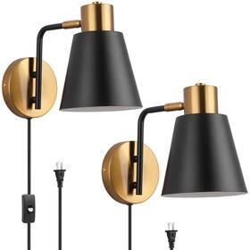 J135-h15 Koonting Plug In Wall Sconce Set Of 2 Modern Rotatable Lamp With Plug-in Cord