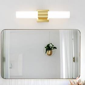 Wl052-sb Kpuy Modern 21 Inch Cylindrical Wall Lamp Frosted Glass Vanity Light Fixture Gold