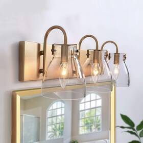 Ksana 708747316742 3light Modern Vanity Light Fixture Brass Bathroom Lighting With Clear Glass Shad