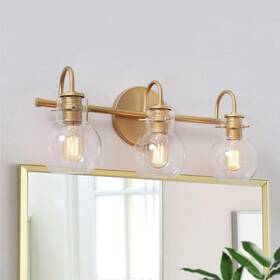 Ksana 708747324723 Gold Bathroom Vanity Light Fixtures With Clear Glass Shade 22 Inch X7