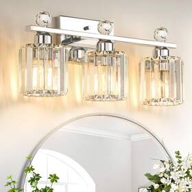 Ab-122 Kunruitai Crystal Bathroom Lighting Fixtures Over Mirror 3 Light Chrome Brus