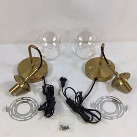 602-220232nl Kuzzull Black Brass Gold Plug In Wall Sconces With Globe Set Of 2