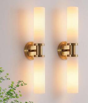 Kuzzull 758918615778 Wall Sconces Brass Gold With White Glass. Bulbs Not Included Open Box