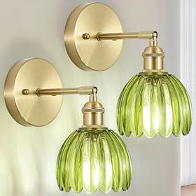 B0fk9df6g2 Kvhiiw Hardwired Wall Sconces Set Of Two Vintage Lights With Green Tulip Glass La