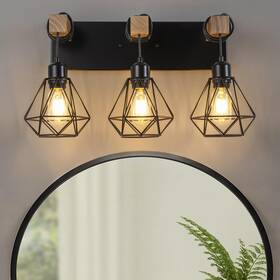 Ky-0343zw002bl Farmhouse Bathroom Vanity Light Fixture 3 Black Rustic Sconce