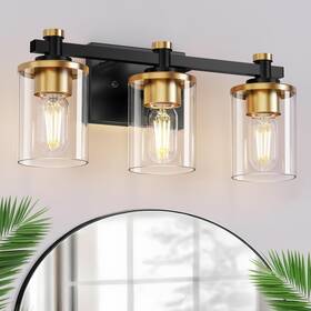 A-jqd06t3gbe26 L Lohas Led 3 Light Bathroom Vanity Black And Gold Fixture Over Mir