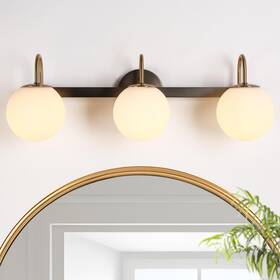 Laluz 764046479632 Aladari Modern Gold 3-light Bathroom Vanity Lights Opal