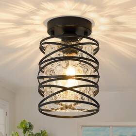 Lxswx16 Lamknvs Mini Flush Mount Ceiling Light Fixture Matte Black Spiral Cage Kitchen Island