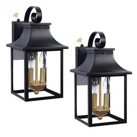 Lamqee 749674199855 2-light Black Dusk To Dawn Outdoor Aluminum Wall Lantern 2