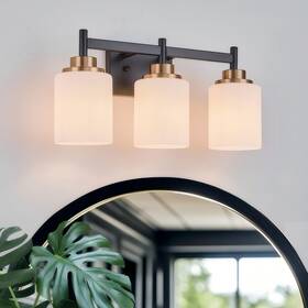 Vl-2503bg-w Landskylite Bathroom Vanity Light Fixture 18-inch 3-light Black And Gold Wall S