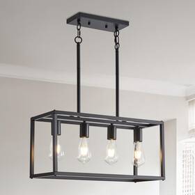 500-100-1031 Lanhall Dining Room Light Fixture 4 Black Farmhouse Chandelier Modern Kitchen I
