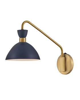 83250mv-hb Lark Simon Wall Sconce In Matte Navy With Heritage Brass Accents