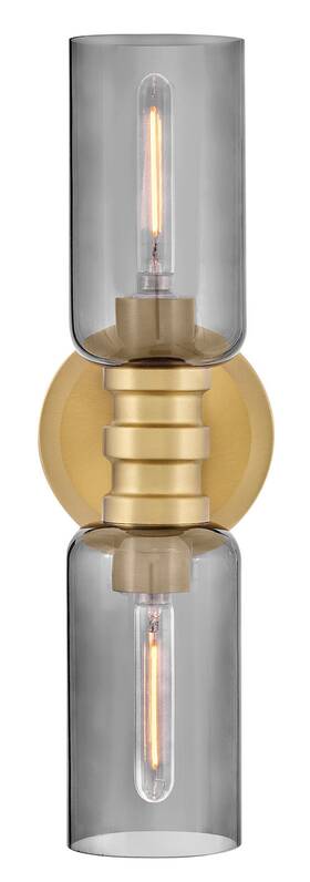85612lcb-sm Lark 85612-sm Naomi 2 Light 5 Inch W Vanity - Lacquered Brass / Smoked