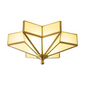 Ddxd08-tb-310 Lazoro Star Brass Vintage Ceiling Light - 12.2 In Small Milk Glass Antique Brushed G