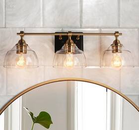A05093 Lcn 3 Light Vanity With Clear Bell Glass Shades 24.5 Inch