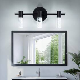 Lv-3v-3-15w-bk Leadtek 3 Light Bathroom Vanity Black Led Lighting With Acrylic Shades 300