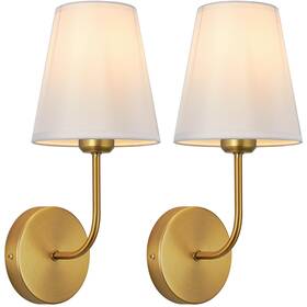 Lee22-fa716-03 Leecoora Antique Brass Hardwired Wall Sconce Set Of 2 - Matte Gold Finish With White F