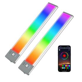 45app-rgb-2 Lepotec Wall Lights 10 Inch Under Cabinet Lighting With Music Sync 2200mah Rechargeable