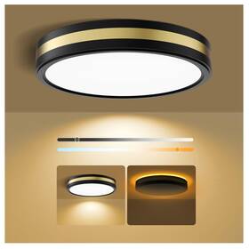 Lxd03-l15n-bgd Lightania 15 Inch Flush Mount Black Gold Led Ceiling Light With Night 5cct Moder