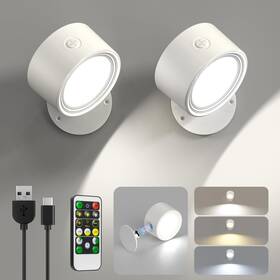 Lightbiz 767461011128 Led Wall Sconces 2 Pcs With Remote Mounted Lights Rechargeable Battery O
