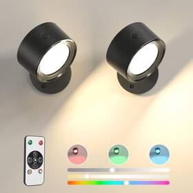 Lightbiz 795276912934 Led Wall Lights 2 Pcs With Remote Rgb Ambience Sconces Lamp 3000mah
