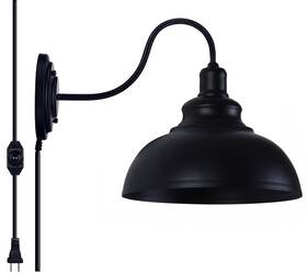 Lightess 7572858 Dimmable Wall Sconce Plug In Industrial Farmhouse Black With Plug-in Cord