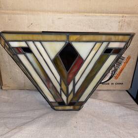 93360 Lighting By Aztec Tiffany Style Wall Light Fixture Stained Glass Sconce Vintage New Boxed