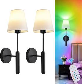 Linmifo 445055357359 Battery Operated Wall Sconces Set Of 2 Black Rechargeable Lights With 5200