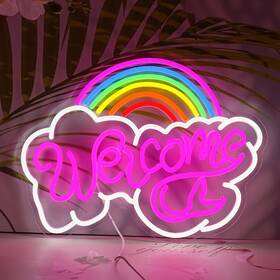Lisignve 714727809692 Rainbow Welcome Neon Sign Cloud Light Up Led Rainb