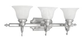 1283-91 Livex Lighting Bath Vanity With White Alabaster Glass Shades Brushed 1283-91 Livex Lighting Bath Vanity With White Alabaster Glass Shades Brushed