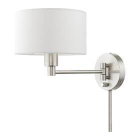 40080-91 Livex Lighting 1 Light Swing Arm Wall Lamp Brushed Nickel 9 X 9.75