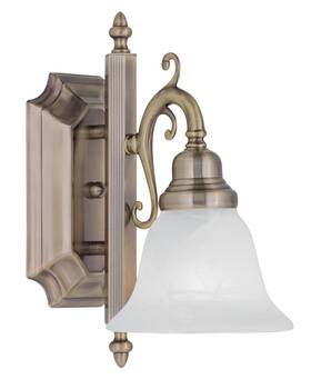 1281-01 Livex 847284003385 Lighting French Regency 1-light Bath Light Antique Brass