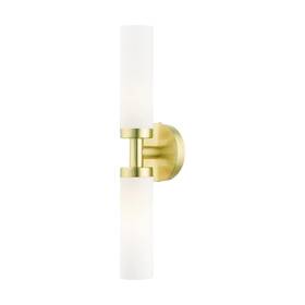 Livex 847284076594 Lighting Aero Steel 2 Light Wall Sconce For Home Decor 1 Satin Brass Fi