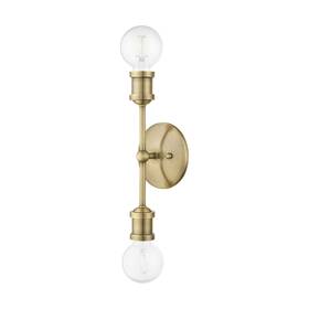 14422-01 Livex 847284082786 Lighting Lansdale 2 Light Ada Vanity Sconce Antique Brass
