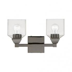 16772-46 Livex Lighting Aragon 2 Light Vanity Sconce Black Chrome / Clear Glass