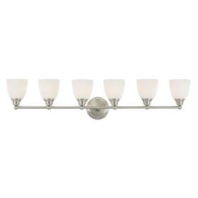 Hd43527 Livex Lighting Beaumont 42 Inch 6-light Brushed Nickel Vanity Light With Satin Opal White Glass